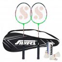 Silver's Aluminium Blast Badminton Kit (2 Racquets with Full Cover, 1 Box Feather Shuttlecock Pack of 3)(Green/Black)...