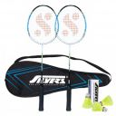 Silver's Aluminium Defender Badminton Kit (2 Racquets with Full Cover, 1 Box Plastic Shuttlecock Pack of 3)(Blue/White)...