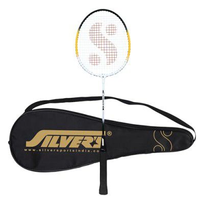 Silver's Aluminium Stricker Badminton Racket with Full Cover(Yellow/White)