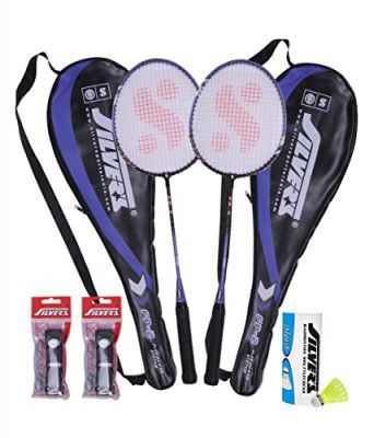 Silvers Flex Power (2 Badminton Rackets with Cover, 3 Plastic Shuttlecock and 2 PVC Grips)