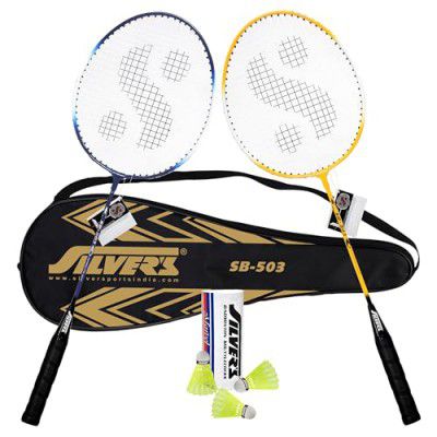 Silver's SB-503 Badminton Kit (2 Racquets with Full Cover, 1 Box Shuttlecock Pack of 3)