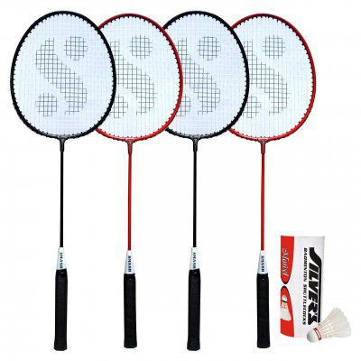 Silvers SIL-SM-COMBO-8 Aluminum Badminton Racket Set, White