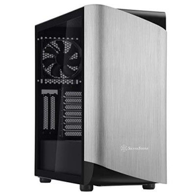 SilverStone Mid Tower Computer Case with Addressable RGB Lighting - Silver, Black
