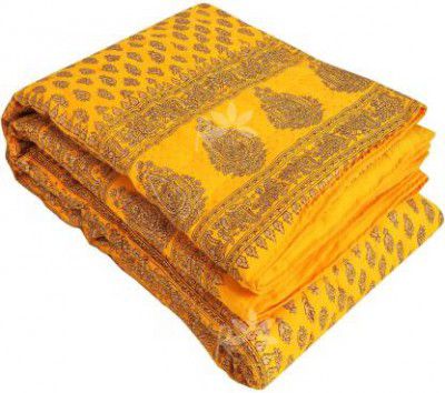 SIMAWAT Printed Double AC Blanket for AC Room  (Cotton, Soft Light-Weight Bed Blanket(Yellow))