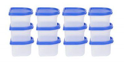 SIMPARTE 250ml Oval Modular Plastic Container Set of 12 BPA-Free Airtight Stackable Kitchen Storage Boxes 