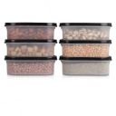 SIMPARTE Anti-Bacterial Modular Plastic Storage Container Set of 6 – 525ml – Black – BPA-Free...