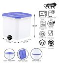 SIMPARTE Modular Square Plastic Kitchen Storage Container Set for Rice|Dal|Atta|Flour|Cereals|Pulses|Snacks, BPA Free|Modular Design, 4.5 litres, Mod Blue, Transparent, Medium...