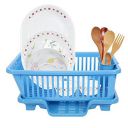 SIMPARTE Plastic Drainer Dish Rack for Kitchen Utensils Organizer, Drying Tray, Dish Drainer Basket (Blue, 45 x 32 x 18 cm)...