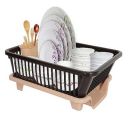 SIMPARTE Plastic Durable Kitchen Drainer Dish Rack Organizer/Drying Tray, Dish Rack with Drying Tray (Brown & Beige, 45 x 32 x 18 cm, Dish Rack Br&B)...