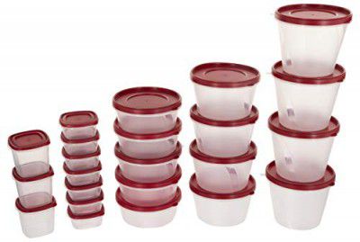 SimpArte Plastic Grocery Container, 23-Pieces, Blushing Red