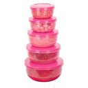 SIMPARTE Plastic Kitchen Storage Container with Lid for Kitchen Refrigerator, Stackable, Boxes, Set of 5...