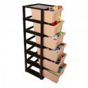 SIMPARTE Plastic Multi-Purpose Modular Storage Cabinet XL Drawer (Brown & Beige, 6 Layer)...
