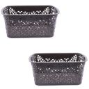 SIMPARTE Plastic Turkish Basket for Kitchen, Vegetables, Toys, Books, Office, Stationery, Utility, Cosmetics, Accessories, Closet, Wardrobe (Brown, Small, Set of 2)...