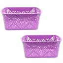 SIMPARTE Plastic Turkish Basket for Storage, Kitchen, Vegetables, Toys, Books, Office, Stationery, Utility, Cosmetics, Accessories, Closet, Wardrobe (Purple, Small, Set of 2)...
