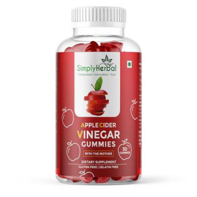 Simply Herbal Apple Cider Vinegar Gummies for Weight Loss, ACV Gummies with Vitamin D & E, Bone Health, Metabolism, Supports Gut Health, Vegan, Non-GMO, Gluten free - 30 Gummies