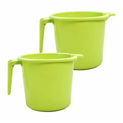 Simply Home Dyna 1000 Bathroom Mug, Strong Plastic Material,for use in Bathroom, Kitchen, Laundry, Garage,Pack of 2, 1 Litre, Blue Color (Green)