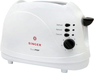 Singer Duo Pop 2 Slice Electric Toaster For Home | 700 Watts | 7 Brown Levels | 2 Years Warranty | White