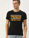 SINGLE  Solid Men Round Neck Black T-Shirt...
