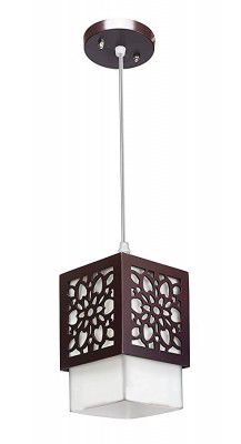 Sinoman Board-Wood Laser Cut Flower Design Hanging Ceiling Pendant Light for Living Room (with 6+6 Bulb, Single)
