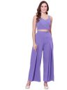 SIRIL Women's Co-ord Set Sweatheart Neck Solid Crepe Crop Top with Flared Plazzo Set | Top and Bottom Set...