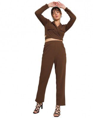 SIRIL Women's Lycra Solid Co-Ord Set Crop Top And Pant Set