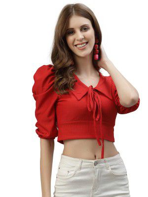 SIRIL Women's Lycra Solid Crop Top