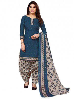 SIRIL Women's Poly Cotton Printed Unstitched Salwar Suit Material With Poly Cotton Dupatta
