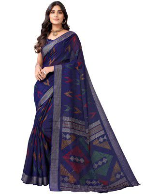 SIRIL Women's Tassel & Printed Poly Cotton Saree with Blouse