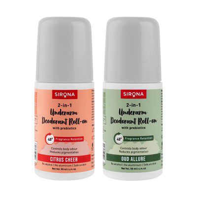 Sirona Deodorant Roll On for Women - 48 Hours Retention (50 ml, Pack of 2)