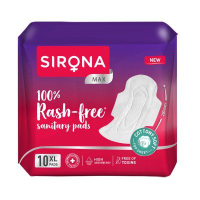 Sirona Max Sanitary Pads for Women | XL (Pack of 10 Pads