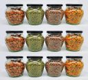 SITOVI Transparent Glass Jar and Container Air Tight Black Lid for Kitchen 400 ml Mataki Glass Jar with Airtight Metal Lid Pack of (9)...