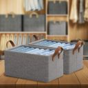 SITTELLA 2 Pieces Foldable Wardrobe Organizer with Durable Handle, Stuff Storage Box Closet Drawer Organizers for Clothes, Toys, Books, Blanket etc. (Grey)...