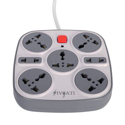 SIVYATI Extension Board Cord 7 Universal Sockets Power Strip | Rated 2400 W | 240 V | Upto 10 A | Push Button Master Switch with Power LED Indicator