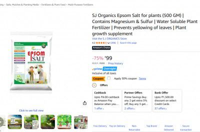 SJ Organics Epsom Salt for plants (500 GM) 