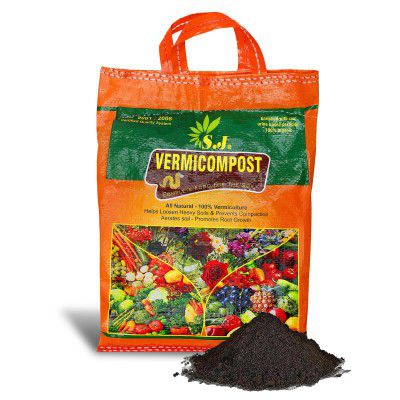 SJ Organics Vermicompost For Plants - 2 Kg | Odorless Fertilizer Powder | Ready to Use Organic Manure | Fertilizers for Plant Home Garden | Enriched Plant Food Fertilisers | Compost for Indoor plants