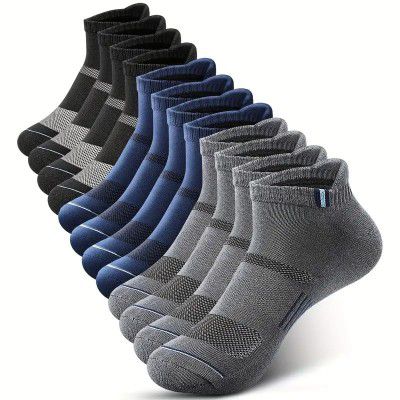 SJeware 6 Pairs Sports Solid Ankle Length Socks for Men & Women, Multicolor, Pack of 6, Free Size