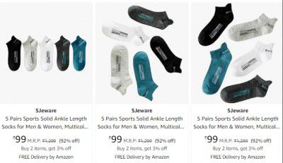 (Pack Of 5 ) SJeware Socks Flat ₹69