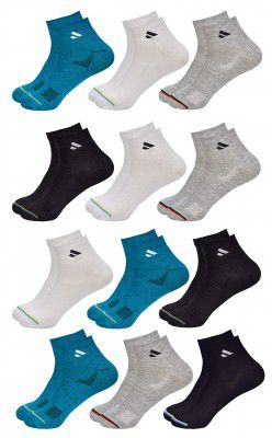 SJeware Polyester 12 Pairs Solid Ankle Length Socks For Men & Women, Multicolor, Pack Of 12, Free Size