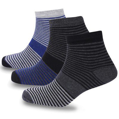 SJeware Socks for Men Solid Ankle Length Socks, Free Size, Pack of 3 (Multicolour)