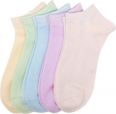 SJeware Women Ankle Socks Low Cut Thin Sock Lightweight Pastal Color Soft Sock 5 Pairs