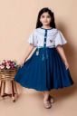 SK JJ DRESSES  Girls Below Knee Festive/Wedding Dress  (Blue, Half Sleeve)...