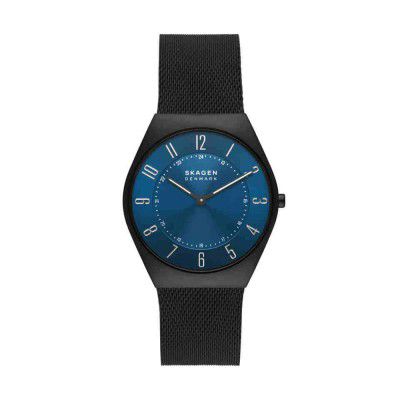 Skagen Mens 37 mm Grenen Ultra Slim Blue Dial Stainless Steel Analog Watch - SKW6840I