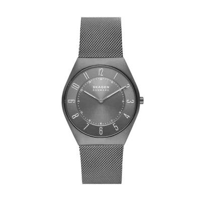 Skagen Mens Grenen Ultra Slim Charcoal Dial Stainless Steel Analog Watch - SKW6824I