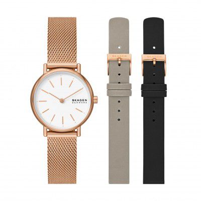 Skagen Signatur Lille Box Set Analog White Dial Women Watch-SKW1153SET