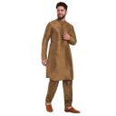 SKAVIJ Men's Art Silk Solid Kurta Pyjama Set Festive Woven Design 2-Piece Ethnic Dress...