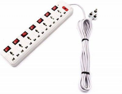 Skeisy Extension Board, 7+7 Universal Sockets Strip, LED Indicator & 2.5 Meter 6 AMP 7 Socket Extension Boards  (White, 3.6 m)