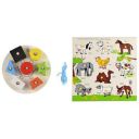 Skillofun Wooden Shape and Color Sorter, Multi Color&Skillofun Wooden Kingsize Identification Tray Useful Animals with Knobs, Multi Color...
