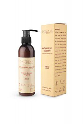 Skiniska Ayurvedic Anti Hair Fall Shampoo For Deep Hydration with Goodness Of White Lily, Bhringraja & Ylang,Nourish & Soothes Scalp & Hair, Hair Strengthening Shampoo, For Men & Women (200 ml)