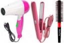 SkinOza Premium Hair Brush & Saloon Professional Hair Straightener & Foldable 2 Speed Hair Dryer  (3 Items in the set)...