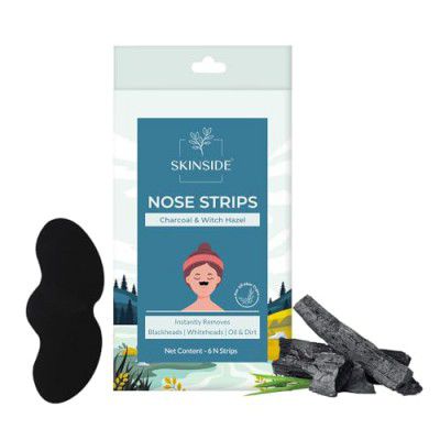 SkinSide Blackhead Remover Nose Strips with Charcoal & Witch Hazel | For Instantly Removing Black Heads & White Heads (Pack of 6)